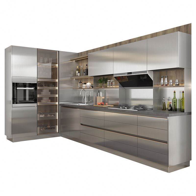 Flat Pack Luxury Full Set Smart L Shape Kitchen Designs Cabinets Modern Modern Minimalist Customized Durable Lacquer · image 6
