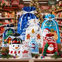 Sacs en PE recyclables imprimés YFHY pour Noël, avec cordon de serrage, en composite d'aluminium, logo personnalisé, pour bonbons et cadeaux de fête pour enfants
