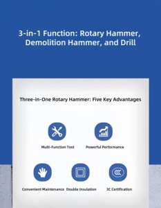 800W <strong>26mm</strong> <strong>Hammer</strong> Drill Machine 3 Functions <strong>Rotary</strong> <strong>Hammer</strong>, Demolition <strong>Hammer</strong>, Drill Power Source Electric Professional Grade 220V - Product Image 4