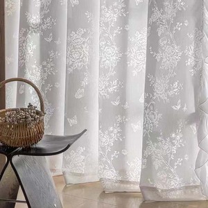 DaiRui American rustica Jacquard traslucido Voile <span class=keywords><strong>tende</strong></span> da finestra Butterfly Burn-out trasparenti <span class=keywords><strong>per</strong></span> soggiorno - Product Image 5