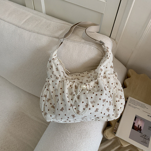 2025 New Arrivals Korean-Style Plaid <b>Drawstring</b> "Cloud" Bag Large Capacity Women's <b>Backpack</b> Shoulder Bag and Crossbody Bag - Product Image 1