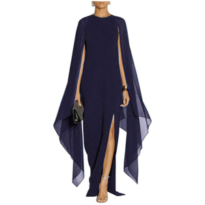 Abito <span class=keywords><strong>da</strong></span> sera formale elegante <span class=keywords><strong>da</strong></span> donna a manica alta Modulare svasata Maxi abito con mantello - Product Image 4