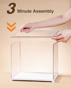 Boîte de présentation en acrylique transparente <span class=keywords><strong>Rolife</strong></span>, pour objets de collection, facile à assembler, avec couvercle anti-poussière, pour bacs de rangement, boîte en plastique empilable, en bois - Product Image 2