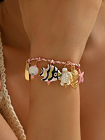 Ensemble collier et bracelet bohème d'été en fil ciré avec étoile de mer, fait main, pendentif poisson tressé, bijoux pour femme, idéal pour les vacances à la plage