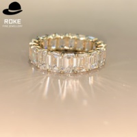 Anillo de Oro de 9K-18K con Diamante de Laboratorio Corte Esmeralda VVS DE, Hecho a Medida, para Regalo de Aniversario, Compromiso o Boda para Mujer
