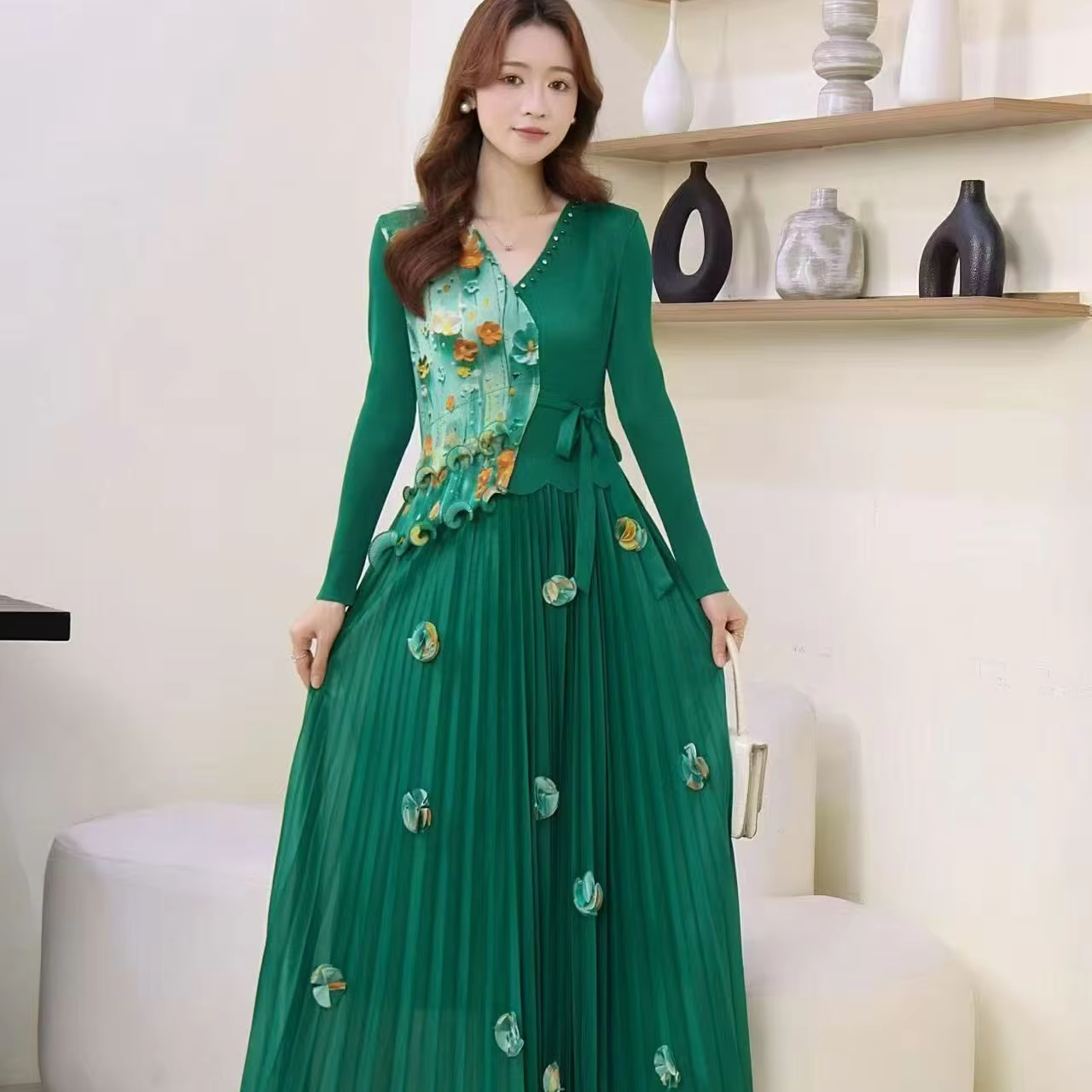 Green M Chinese Dresses - 2025 New Style Elegant Green M Chinese Dresses - 2025 New Style Elegant