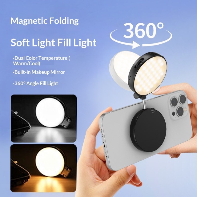 New Mobile Phone Magnetic Foldable Adjustable Color Temperature Fill Light Live Streaming Shooting Handheld Light