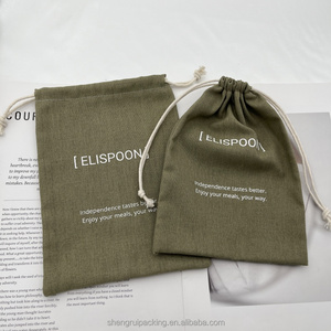 Sacs à cordon en coton lin Offre Spéciale pour pochette à poussière en tissu sac en lin de coton réutilisable avec logo personnalisé - Product Image 6