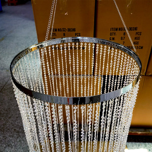 Moderna <span class=keywords><strong>Tenda</strong></span> Rotonda da Soffitto in Metallo con Perle di Cristallo Acrilico e Drappeggi per Decorazioni di Matrimoni, Feste ed Eventi - Product Image 3