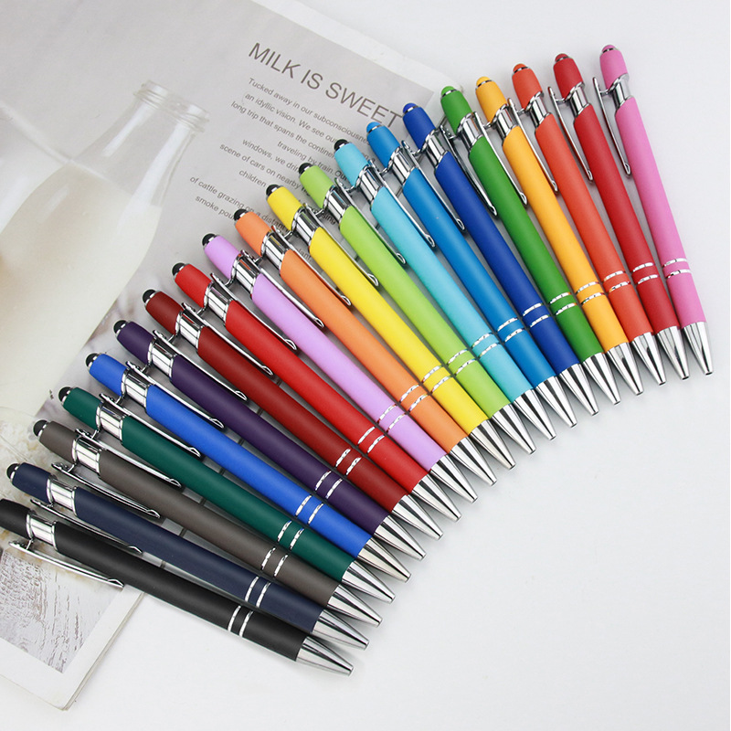 2-in-1 iş tükenmez kalem promosyon Stylus kalem ekran Ballpen 1.0mm yazma genişliği özel Logo fabrika teslimat Metal kalem