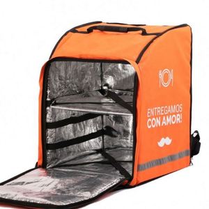 Insulated Pizza Delivery <b>Backpack</b> PE Foam Aluminium Foil Tarpaulin PVC 600D 40x40x50cm Black/Pantone Colors Custom Food Grade - Product Image 5