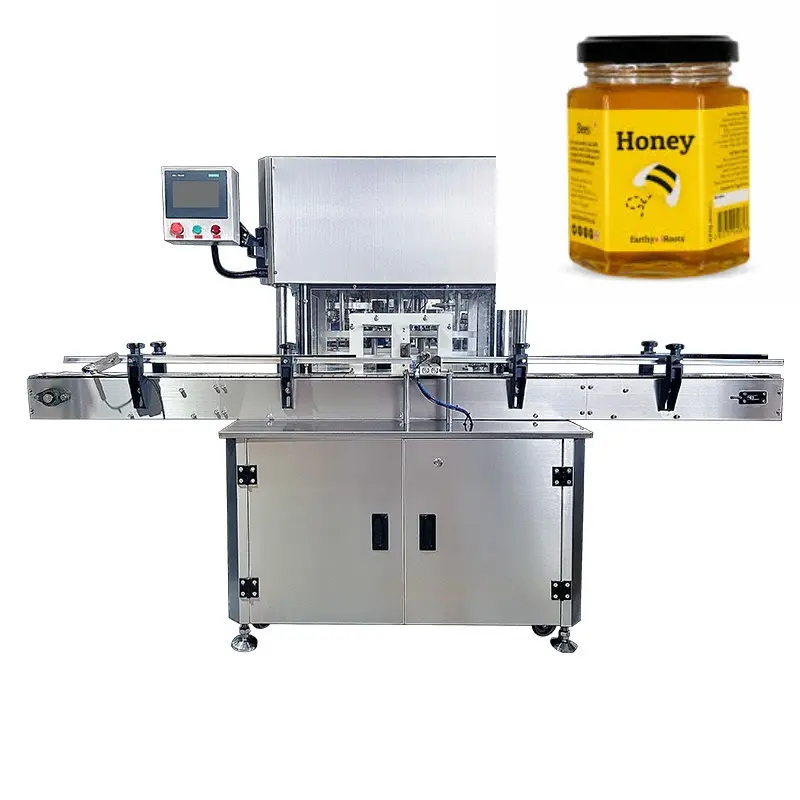 प्लास्टिक और ग्लास जार के लिए स्वचालित 200 ग्राम 500 ग्राम मूंगफली का मक्खन भरने की मशीन पिस्टन पंप फिलर शहद फल जैम भरने की लाइन