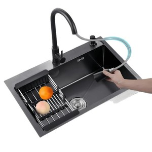 Fregadero de Cocina de Acero Inoxidable 304 Negro con Grifo Giratorio de 360 Grados y Vaso de Lavado a Presión - Product Image 3