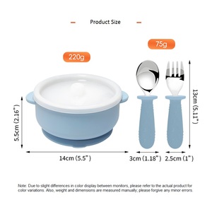 Bols en acier inoxydable écologiques sans BPA avec manchon en silicone pour bébés et tout-petits, couvercles inclus, ventouse anti-dérapante, compatibles lave-vaisselle, pour céréales - Product Image 2