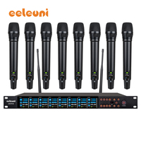 Microphone sans fil professionnel, micro portable, 8 canaux, adapté à l'ingénierie/aux conférences/au karaoké