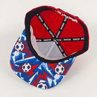 Casquette Snapback Broderie Trophée de Football Visière Imprimée Ballon de Foot Bicolore Rouge Bleu