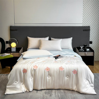 Parures de draps et taies d'oreiller d'été rafraîchissantes, imprimées et brodées, 100% Polyester, personnalisables, légères et respirantes, pour lits profonds