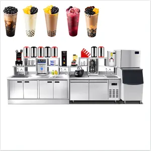 Glory customized water bar set bubble tea station table milk tea counter with full set coffee shop equipment