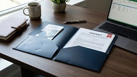 Dossier de présentation professionnel en PP imperméable et durable, bleu foncé, format lettre, avec double pochette, vente en gros