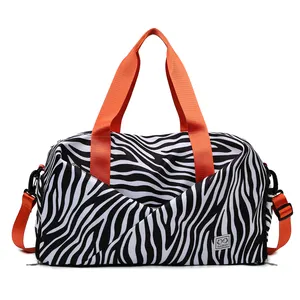 Tas Travel tas Duffel wanita gambar Zebra tas Weekender Gym semalam tahan air grosir tas ransel kanvas