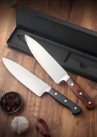 8 inch roestvrijstalen koksmes met ABS en houten handgrepen, handgeslepen, moderne minimalistische stijl, keukenmes cadeauverpakking
