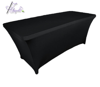 Couverture de table extensible rectangulaire noire de 6 pieds avec fond plat dans les décorations de mariage et de fête