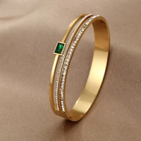 Bracelet avec boucle à ressort multicouche en diamant 18 carats Bracelet tête de serpent incrusté de zircons Bracelet en acier inoxydable à trois couches