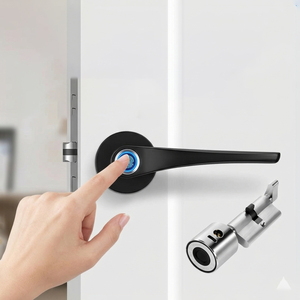 Serrure de <span class=keywords><strong>porte</strong></span> intelligente <span class=keywords><strong>sans</strong></span> perçage à empreinte digitale, avec accès à distance via application Bluetooth, pour appartement locatif, bureau et sécurité domestique - Product Image 1