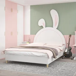 Professional supplier children cartoon bedroom furniture single child's bed bunny shape girls bed for kids
