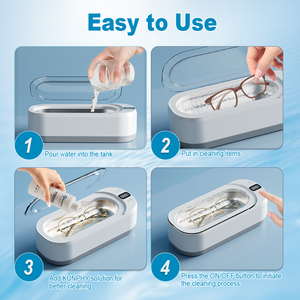 Nettoyeur à ultrasons Mini machine à laver portable Bain à ultrasons <span class=keywords><strong>Appareil</strong></span> de <span class=keywords><strong>nettoyage</strong></span> sonique pour <span class=keywords><strong>lunettes</strong></span> Bijoux Appareils électroménagers - Product Image 3