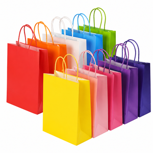 Bolsa de papel kraft impresa personalizada con asa para envasado de alimentos, para compras en supermercados y comida para llevar - Product Image 1