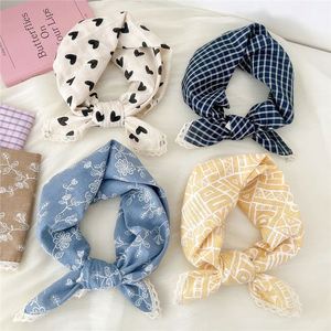 Multifunctional Bandana Colourful Custom square Silk Bandanna Printed Classic CustomCotton Linen <b>Lace</b> Edge Square <b>Scarves</b> - Product Image 2