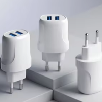 Prise murale standard européenne avec deux ports de charge USB-A DC 5V 2.4A Max, approuvée CE RoHS pour ordinateur portable/PC, caméra et téléphone portable