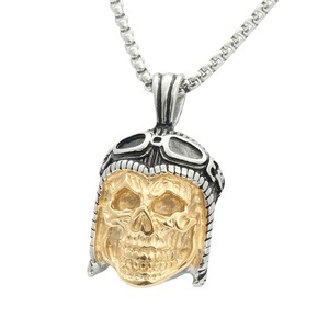 European American Style <b>Titanium</b> Steel Skull Pendant Punk Retro Men's Necklace 280458 Stainless Steel Geometric Skeleton Design - Product Image 5