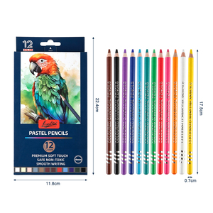 Ensemble de crayons scolaires personnalisés Loseiltin avec logo, 12 crayons aquarelles, pinceaux, crayons de couleur de dureté HB, boîte à crayons pour papier - Product Image 2