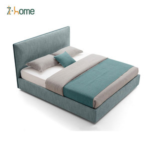 Resorte de caja europeo cama doble tapizada suave y duradera diseño minimalista de madera de alerce sólida directa de fábrica al por mayor - Product Image 6