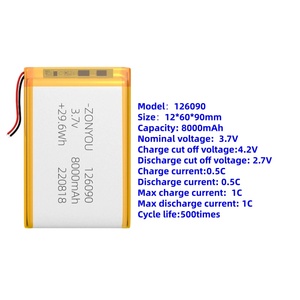 Batterie au lithium ultra-mince de haute qualité 126090 8000 mAh <span class=keywords><strong>rechargeable</strong></span> Li-Po pour gants chauffants - Product Image 3