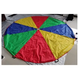 Outdoor Indoor Rainbow Kid Spielen Sie Fallschirm spielzeug mit Griffen Mehrfarbiger Fallschirm für Kinder