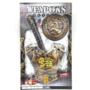 Juego de accesorios de arma antigua para niños, Escudo de hacha de bronce, muñequeras dobles, tarjeta de corbata de plástico, espadas de juguete educativo para regalo - Product Image 3