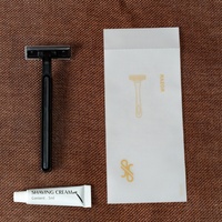 Kit de rasage jetable pour hôtel, rasoir à lames doubles/triples, crème à raser, acier inoxydable, vente en gros, logo personnalisé, OEM, hôtel