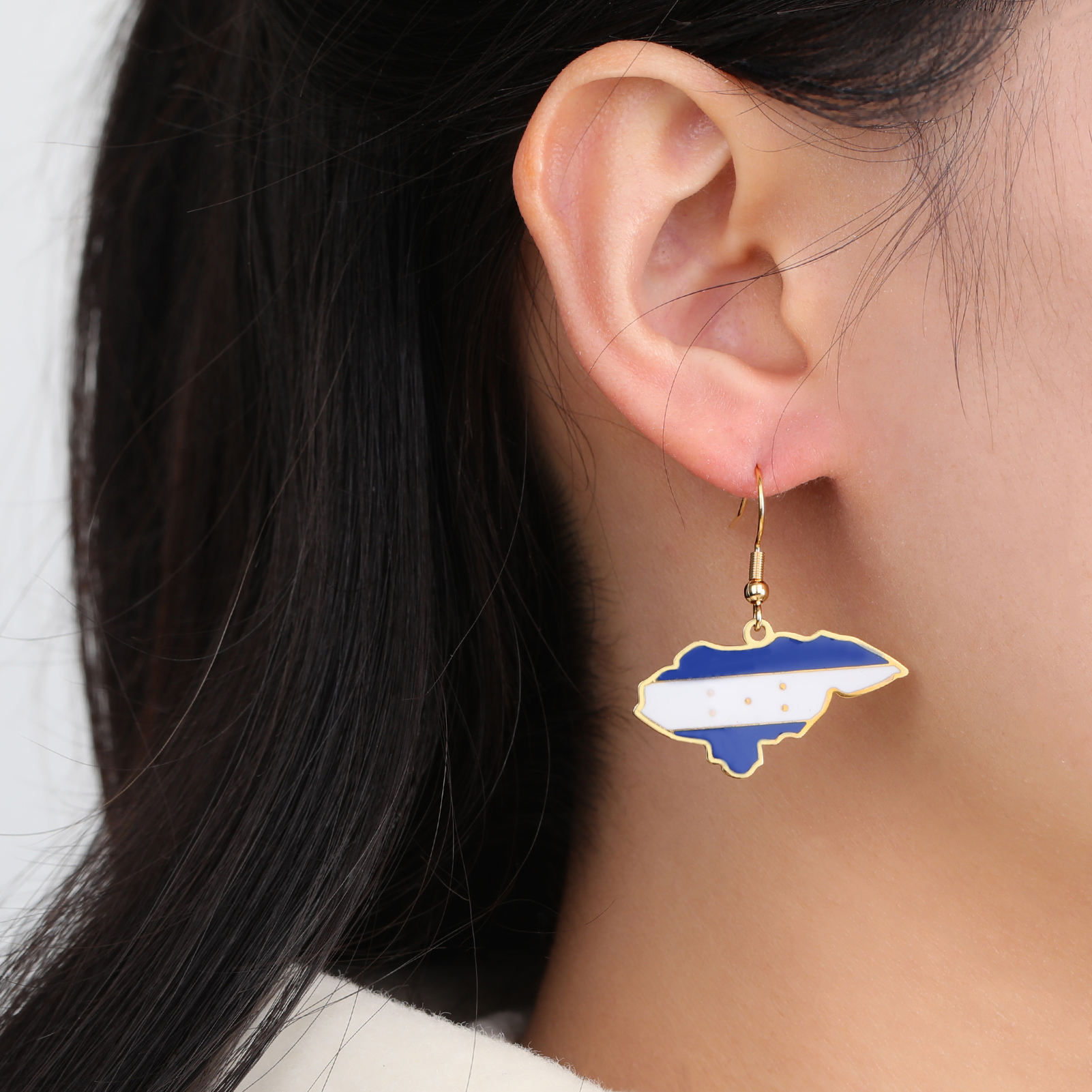 工厂不锈钢搪瓷洪都拉斯共和国国旗耳环18k镀金搪瓷洪都拉斯地图吊坠耳环| Alibaba.com