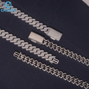 925 Solid Sterling <b>Silver</b> Moissanite Cuban Link <b>Necklace</b> VVS Moissanite Inlaid <b>Silver</b> Chain Lover Gift Wholesale <b>Silver</b> Jewelry - Product Image 4