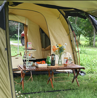 Tente tunnel de glamping familiale quatre saisons avec tissu polyester imperméable de plus de 3000 mm, 2 couches