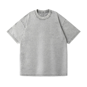 T-shirt et pantalon neutres pour fille et garçon, en nylon, style Heavy Metal, surdimensionné, unisexe, col étendu pour personnalisation par broderie, T-shirts pour hommes - Product Image 2