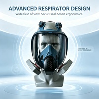 Masque respiratoire intégral en silicone liquide à large champ de vision, construction durable, double filtre réutilisable pour le traitement chimique et la peinture