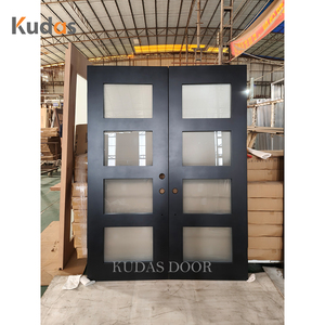 <span class=keywords><strong>Porte</strong></span> <span class=keywords><strong>d</strong></span>'<span class=keywords><strong>entrée</strong></span> extérieure moderne noire à double battant avec 4 panneaux de verre <span class=keywords><strong>d</strong></span>époli, <span class=keywords><strong>porte</strong></span> <span class=keywords><strong>d</strong></span>'<span class=keywords><strong>entrée</strong></span> sécurisée pour villa de luxe - Product Image 4