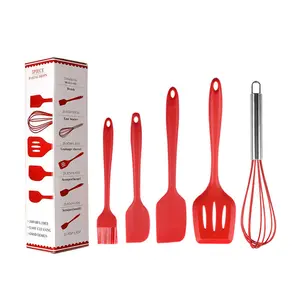 Juego de utensilios de cocina de silicona, sin BPA, antiadherente, resistente al calor, 5 uds., venta al por mayor