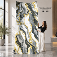 Papier peint auto-adhésif en marbre tourbillonné or blanc charbon de bois de 1 mm, feuilles IXPE de 1,2x3 m pour murs décoratifs de chambres d'hôtel