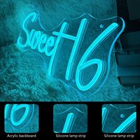 Tatlı 16 Neon burcu Dimmer anahtarı Birthday doğum günü partisi için işareti tatlı onaltı Neon işık doğum günü partisi