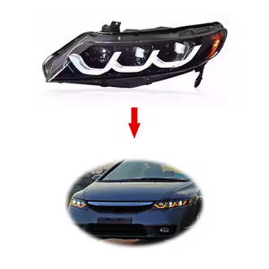 Aggiornamento per Honda <span class=keywords><strong>Civic</strong></span> 8a Generazione 2006-2011, Gruppo Fari Anteriori Modificato con Luci Diurne <span class=keywords><strong>LED</strong></span> e Indicatori di Direzione a Scorrimento - Product Image 1